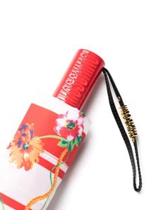 Moschino floral-print striped foldable umbrella - Rood