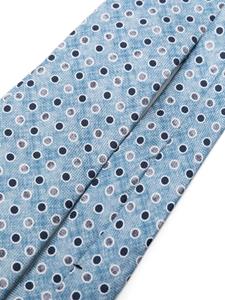 Tagliatore Zijden stropdas met stippen - Blauw