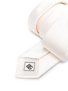 Dolce & Gabbana logo-embroidered silk tie - Wit
