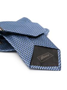 Brioni geometric-jacquard silk tie - Blauw