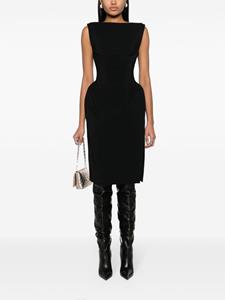 Mugler Midi-jurk met gestructureerde taille - Zwart