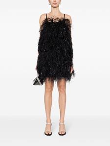 MSGM square-neck ostrich-feather minidress - Zwart