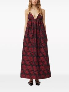 GANNI Midi-jurk met jacquard en botanische print - Rood