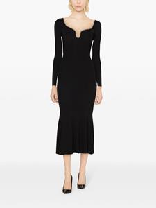 Self-Portrait crystal-embellished flared midi dress - Zwart