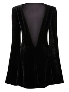 Bally V-back velvet minidress - Zwart