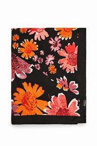 desigual Rechthoekige sjaal met bloemen - BLACK