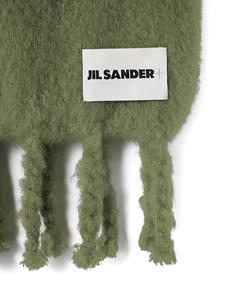 Jil Sander logo-appliqué brushed scarf - Groen