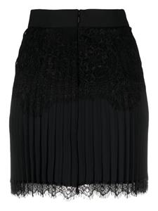 NISSA lace-trimmed pleated mini skirt - Zwart