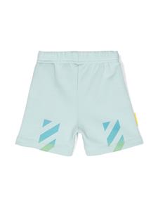 Off-White Kids logo-print cotton shorts - Blauw