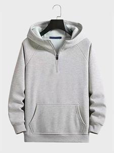 ChArmkpR Mens Solid Quarter Zip Kangaroo Pocket Raglan Sleeve Hoodies Winter