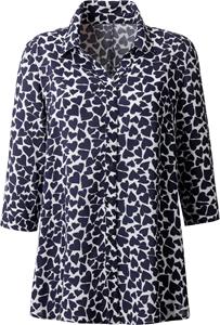 Your Look... for less! Dames Longline blouse wit/marine gedessineerd Größe