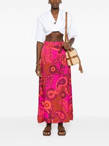 FARM Rio Bold Floral satin maxi skirt - Roze