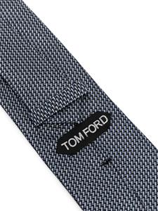 TOM FORD patterned-jacquard silk tie - Blauw