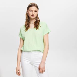 Esprit T-shirt met V-hals en korte mouwen