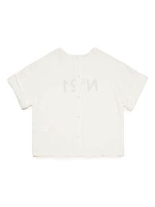 Nº21 Kids T-shirt met drukknopen en logoprint - Wit