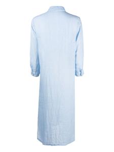 120% Lino linen maxi shirt dress - Blauw