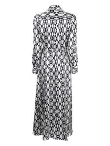 Kiton geometric-print silk midi dress - Zwart