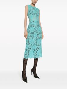Dolce & Gabbana Mouwloze midi-jurk met bloemenkant - Blauw