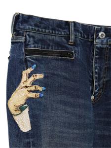 Undercover motif-embroidered straight-leg jeans - Blauw