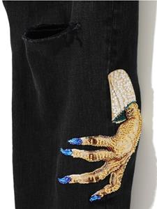 Undercover motif-embroidered straight-leg jeans - Zwart