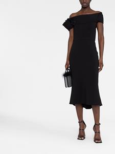 Marchesa Off-shoulder midi-jurk - Zwart