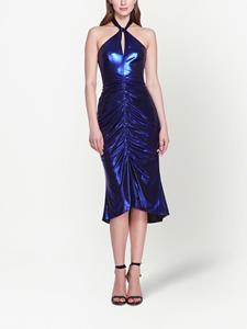 Marchesa Notte Halterjurk met ruches - Blauw