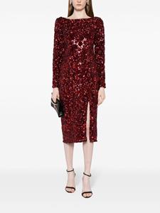 Marchesa Notte Midi-jurk verfraaid met pailletten - Rood