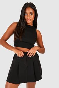 Boohoo Geplooid Mini Mini Rokje, Black