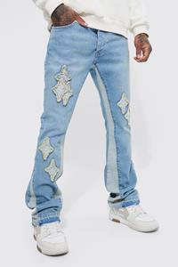 Boohoo Flared Slim Fit Jeans Met Panelen, Antique Blue