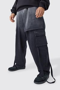 Boohoo Ombre Baggy Jeans Met Elastische Taille En Laag Kruis, Black