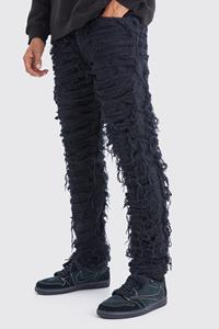 Boohoo Onbewerkte Extreem Versleten Slim Fit Jeans, Washed Black