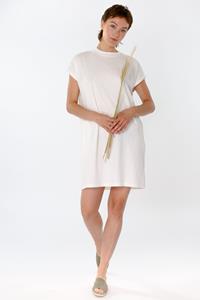 THOKKTHOKK Damen vegan Boxy T-Shirt Kleid Off White