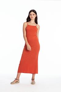 RAVENS VIEW IBIZA Damen vegan Kleid Farah Terracotta Orange