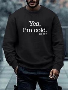ChArmkpR Mens Letter Slogan Print Crew Neck Casual Pullover Sweatshirts Winter