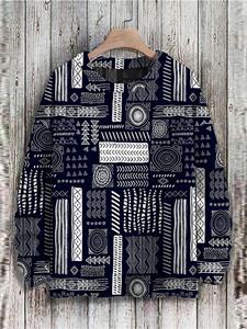 ChArmkpR Mens Monochrome Geometric Print Crew Neck Casual Pullover Sweatshirts Winter