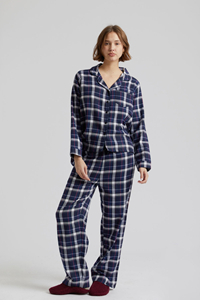 KOMODO Damen vegan Jim Jam - Womens Gots Biologisch Baumwolle Pyjama Set Dark Navy