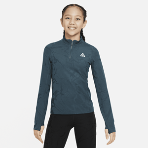 Nike ACG Therma-FIT top met korte rits en lange mouwen voor meisjes - Groen