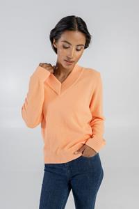 STORY OF MINE Damen vegan Pullover V-Ausschnitt Orange