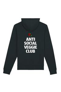 Plant Faced Clothing Damen vegan Hoodie Anti Social Veggie Club Schwarz