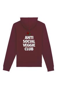 Plant Faced Clothing Damen vegan Hoodie Anti Social Veggie Club Bordeaux