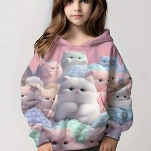 ETST WENDY 09 3D Furry Candy Kitty Graphic Hoodies Girls Cute Pullover Kids Gift