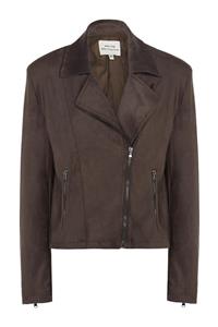 Will's Vegan Store Damen vegan Motorradjacke Vegan Wildleder Dunkelbraun