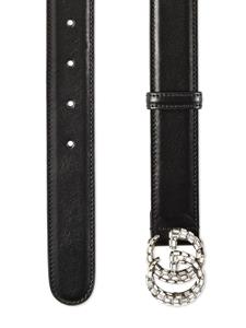 Gucci Double G crystal-embellished belt - Zwart