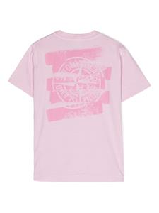 Stone Island Junior T-shirt met logoprint - Roze