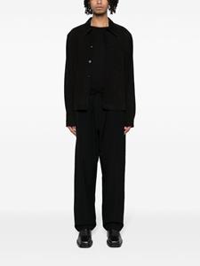 Yohji Yamamoto Wollen cargo broek met logo applicatie - Zwart