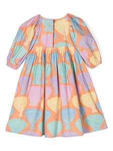 Stella McCartney Kids Katoenen flared jurk met schelpenprint - Oranje