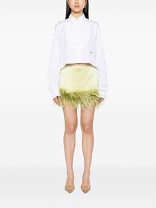 Miu Miu feather-trim satin miniskirt - Groen