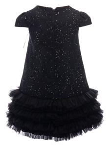 Tulleen lace-detail ruffled dress - Zwart