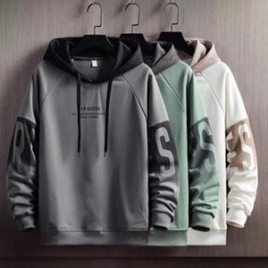 Meizhenchang Pullover Sweatshirt Drawstring Windproof Shrink Resistant Color Matching Men Plush Lined Pullover Hoodie Daily Clothing