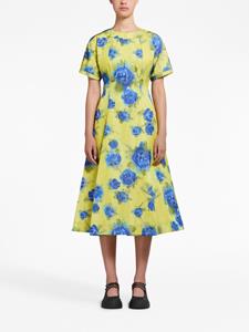 Marni Midi-jurk met roosprint - Geel